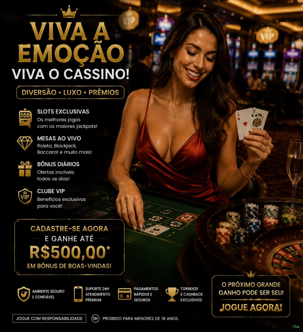 Streaming 4K no cassino ao vivo da 76m